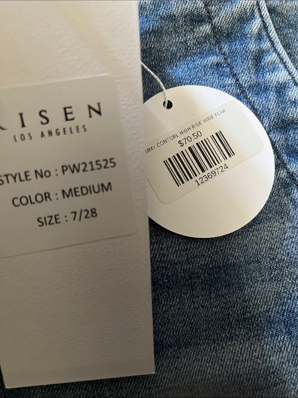 NWT Risen High Rise Tummy Control Wide Flare Jeans - Light Blue - Picture 4 of 6